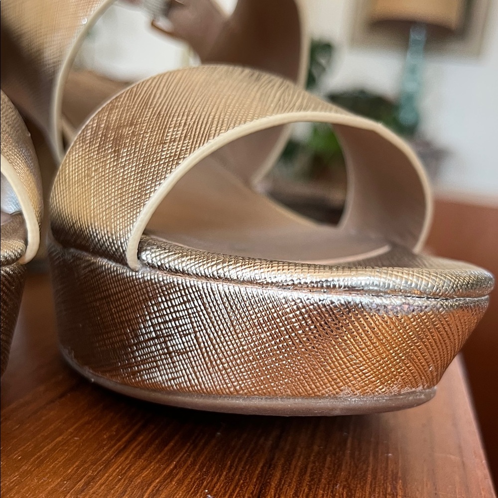 AEROSOLES Gold Platform Sandals Aerosoles Camilia Platform Sandal - Picture 9 of 11